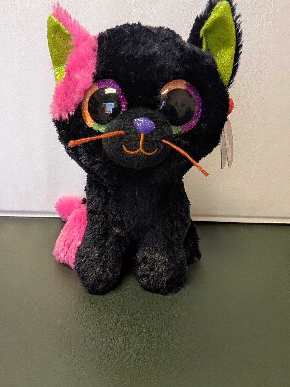 TY Beanie Boos Licorice Black Cat Plush Pink Glitter Eyes with Tags Halloween